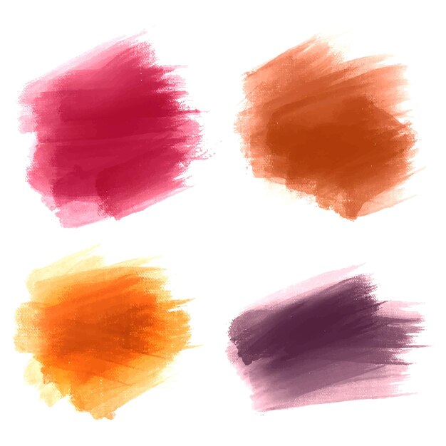 Diseño de conjunto de trazos de pincel de acuarela colorido moderno