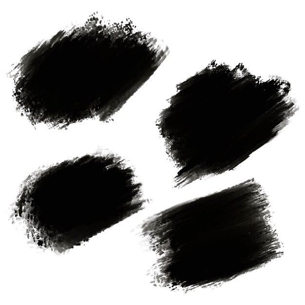 Diseño de conjunto de trazos de pincel de acuarela negra