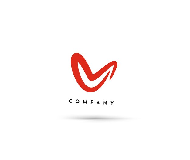 Diseño del corazón del logotipo V del vector corporativo de la identidad de marca.