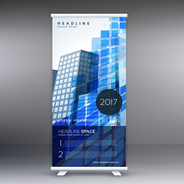 Diseño corporativo azul de banner roll up