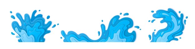 Diseño de corte de papel de salpicaduras de agua azul 3D