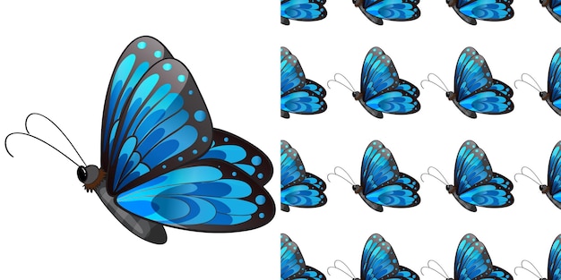 Diseño sin costuras de mariposa sobre fondo blanco.