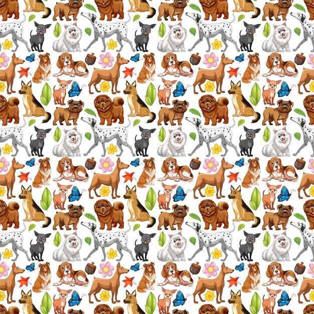 Diseño sin costuras con muchos perros lindos
