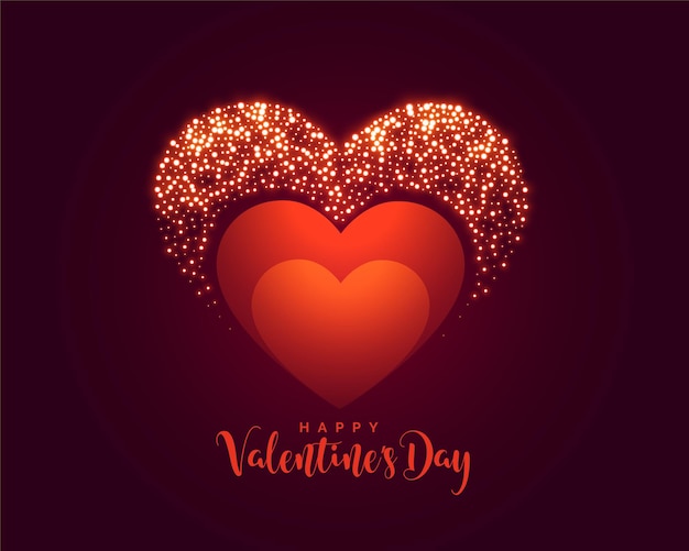 Diseño creativo de banner de corazones brillantes del día de san valentín