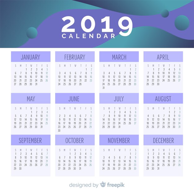 Diseño creativo de calendario de 2019