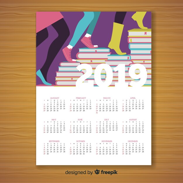 Diseño creativo de calendario de 2019