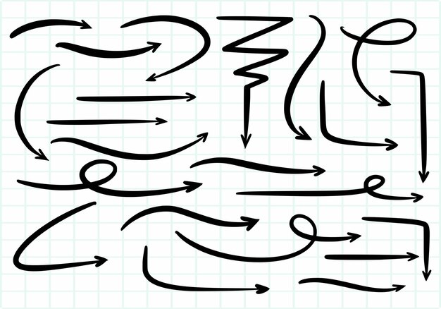 Diseño creativo de conjuntos de flechas dibujados a mano