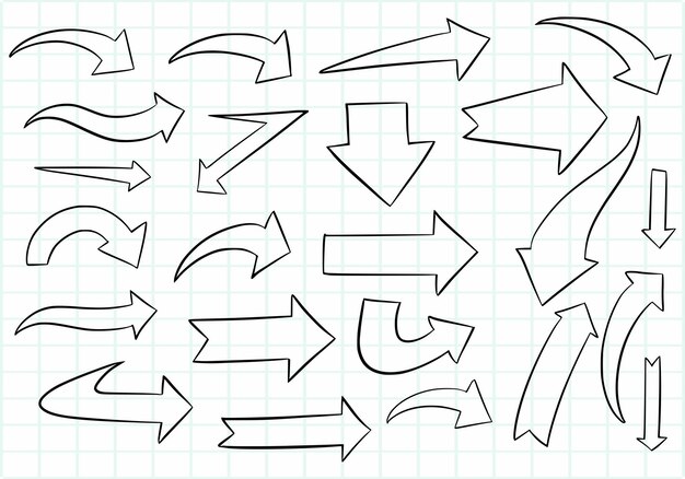 Diseño creativo de conjuntos de flechas dibujados a mano