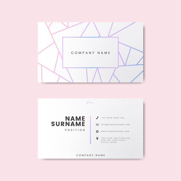 Diseño creativo y minimalista de tarjetas de visita con formas geométricas.
