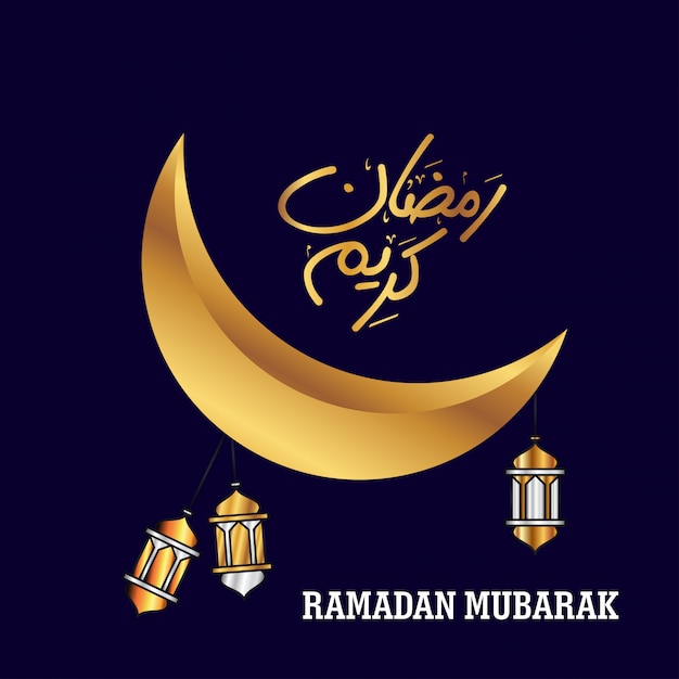 Diseño creativo de ramadan kareem con vector de fondo oscuro