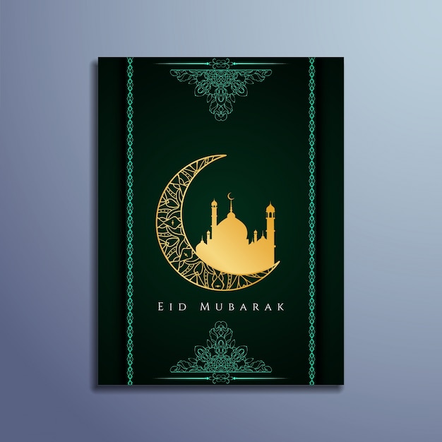 Diseño creativo verde islámico de eid mubarak