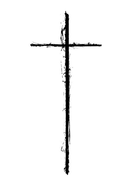 Diseño de cruz cristiana de estilo grunge moderno y minimalista