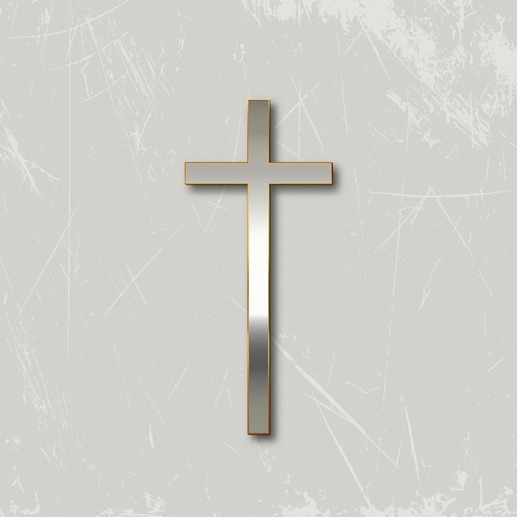 Vector gratuito diseño de cruz religiosa con cruz metálica en fondo grunge