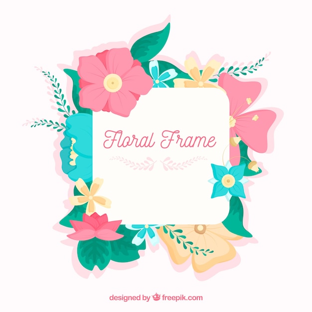 Diseño cuadrado de marco floral