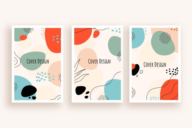 Diseño de cubiertas de formas abstractas dibujadas a mano