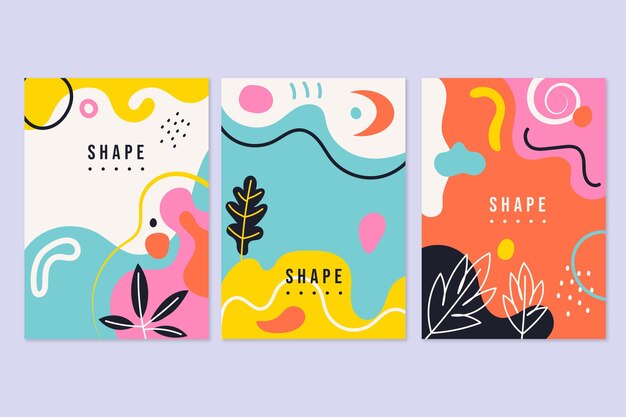 Diseño de cubiertas de formas abstractas dibujadas a mano