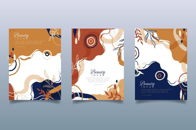 Diseño de cubiertas de formas abstractas dibujadas a mano