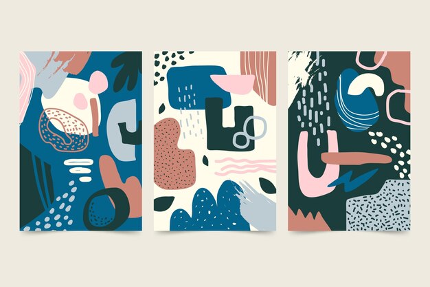 Diseño de cubiertas de formas abstractas dibujadas a mano
