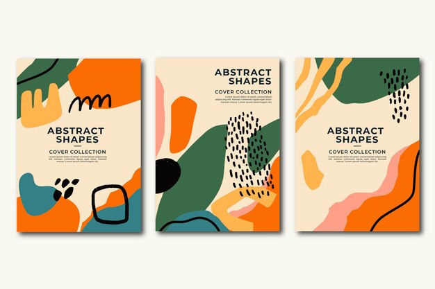 Diseño de cubiertas de formas abstractas dibujadas a mano