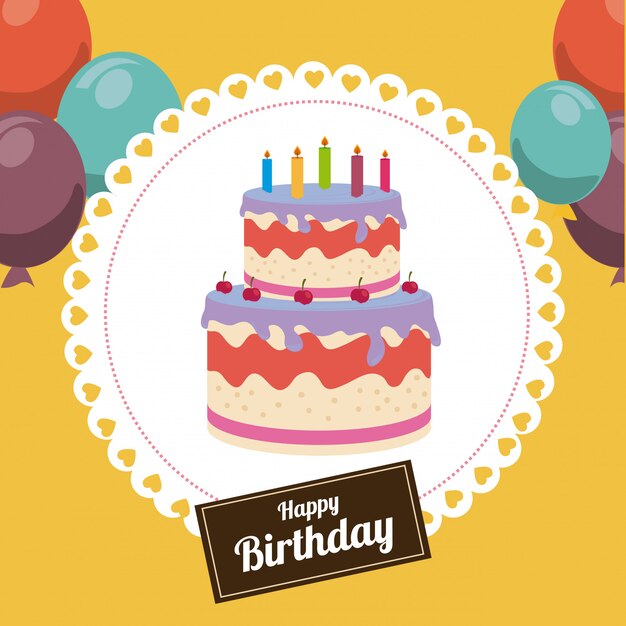 Diseño de cumpleaños sobre ilustración amarilla