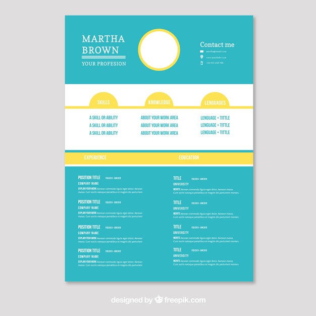 Diseño de curriculum moderno turquesa