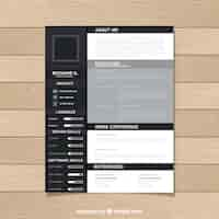 Vector gratuito diseño de curriculum negro y gris