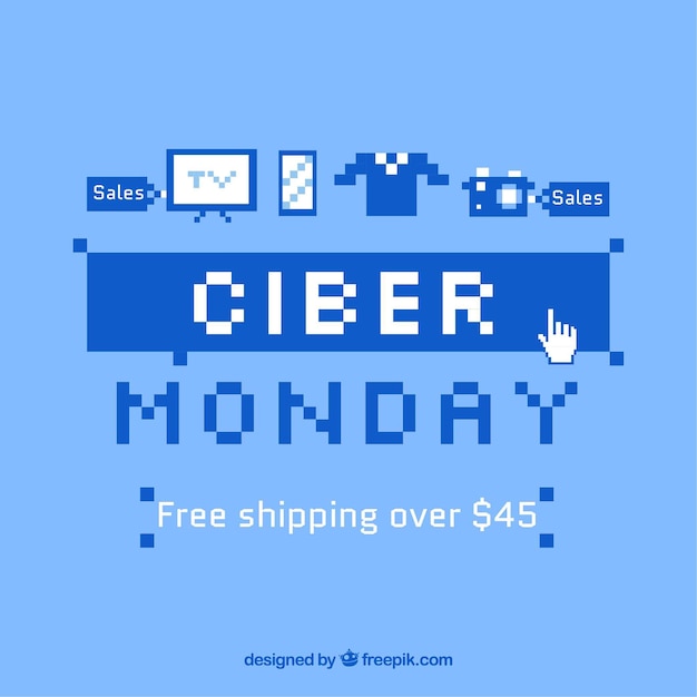 Diseño de cyber monday en estilo de pixeles