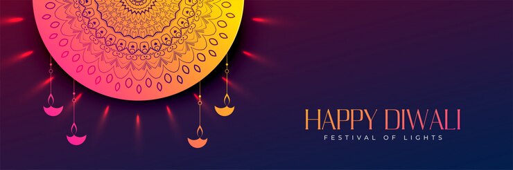 Vector gratuito diseño decorativo hermoso de la bandera del diwali feliz