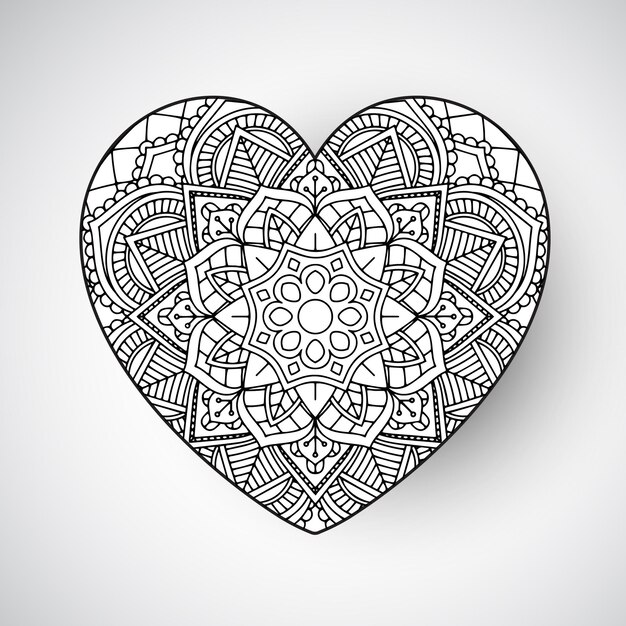 Diseño decorativo de mandala en forma de corazón