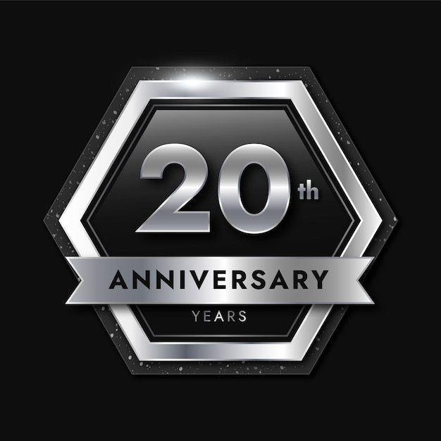 Diseño degradado de 20 aniversario o cumpleaños.