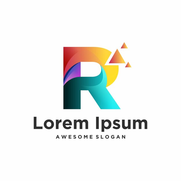 Diseño degradado colorido del logotipo de la letra R