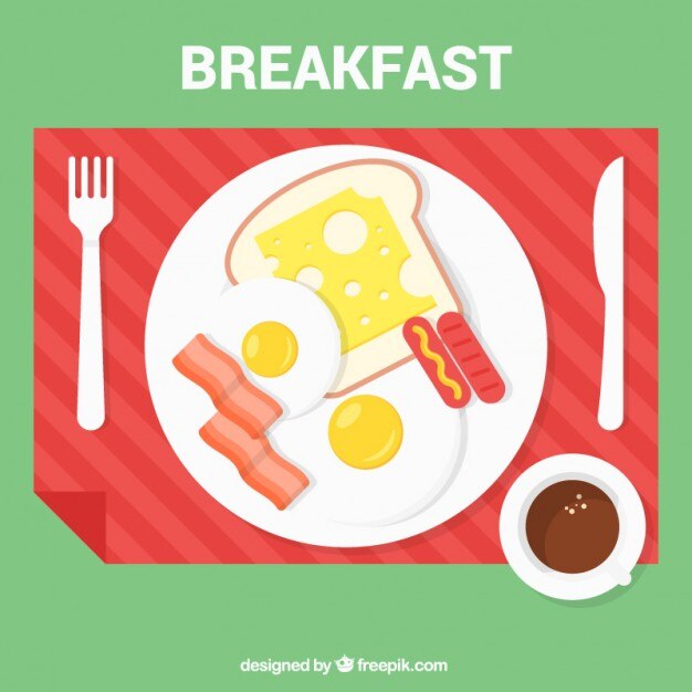 Diseño de desayuno a color
