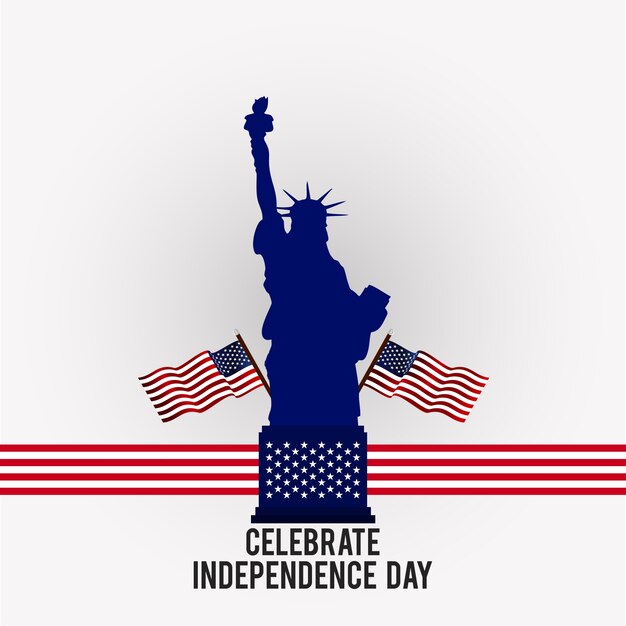 Diseño para el día de la independencia con estatua de la libertad