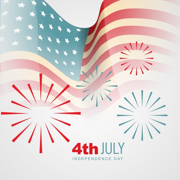 Diseño para el día de la independencia con fuegos artificiales abstractos