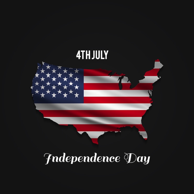Vector gratuito diseño para el día de la independencia con mapa de eeuu