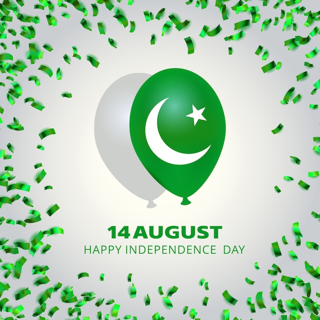 Vector gratuito diseño para el día de la independencia de pakistan con globo