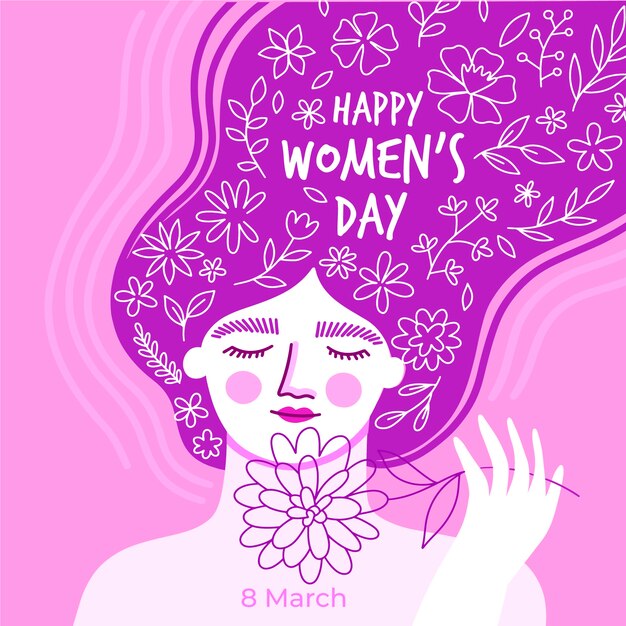 Diseño del día de la mujer dibujado a mano.