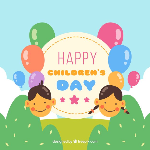 Diseño para el día de los niños con globos