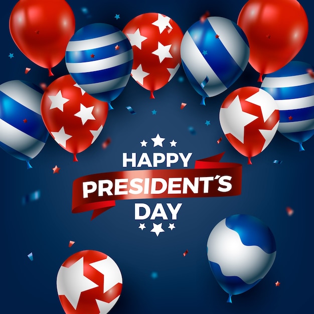 Vector gratuito diseño del día de los presidentes con globos realistas.