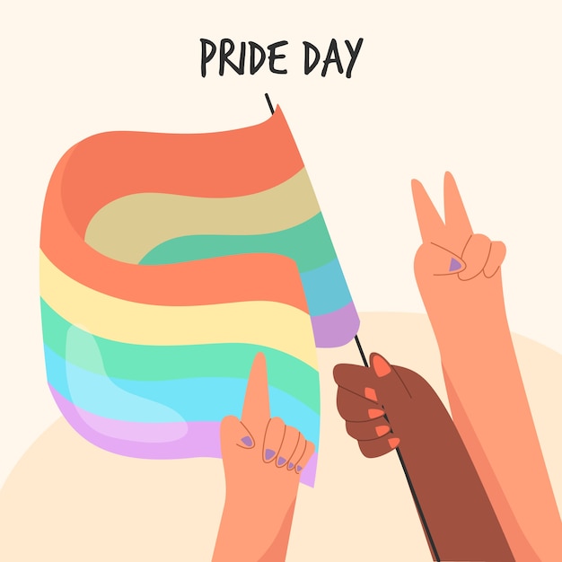 Diseño dibujado a mano de la bandera del día del orgullo