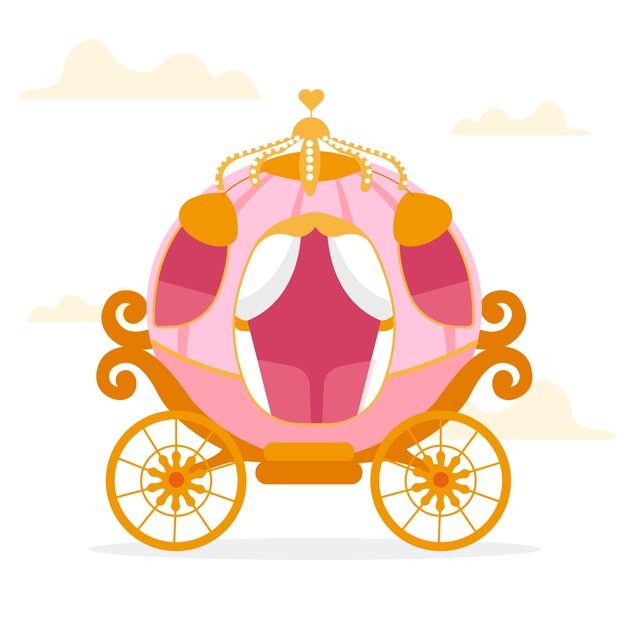Diseño dibujado a mano carro de cuento de hadas rosa