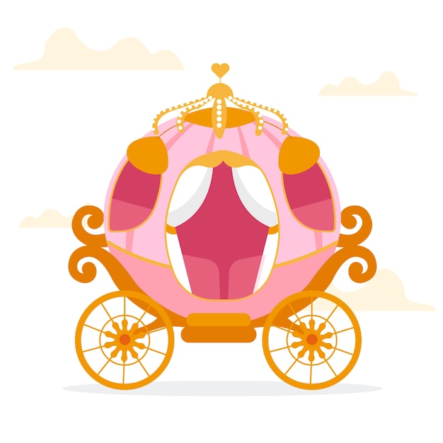 Diseño dibujado a mano carro de cuento de hadas rosa