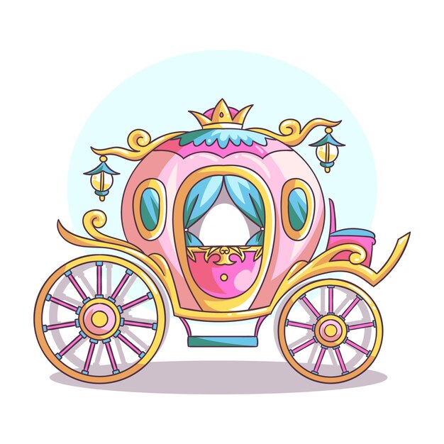 Diseño dibujado a mano de carro de cuento de hadas