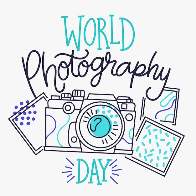 Vector gratuito diseño dibujado a mano del día mundial de la fotografía