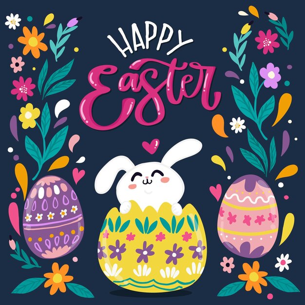 Diseño dibujado a mano para feliz día de pascua