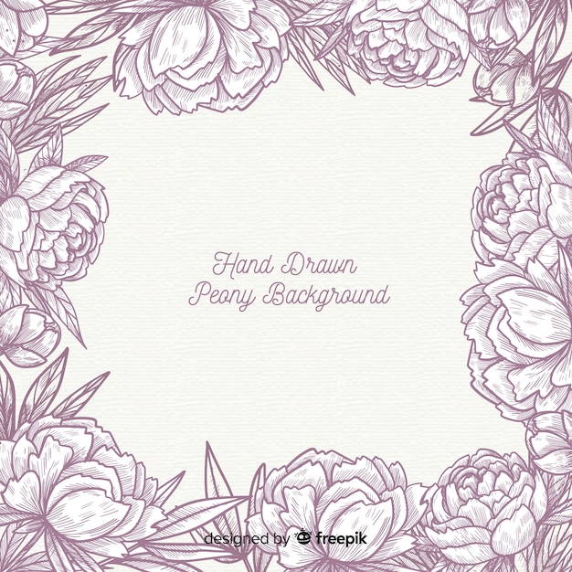Diseño dibujado a mano de fondo de flores peonía
