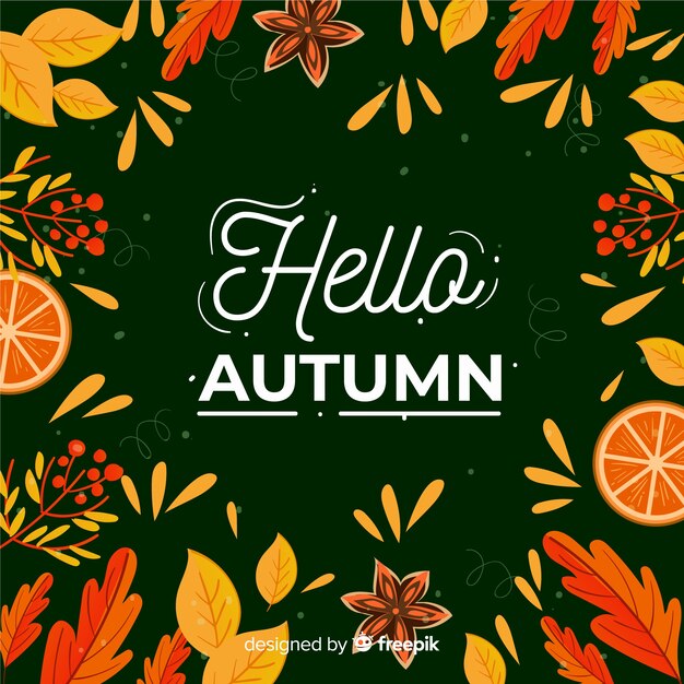 Diseño dibujado a mano de fondo de hojas de otoño
