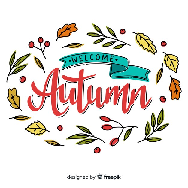 Diseño dibujado a mano de fondo de letras otoño