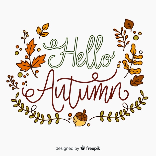 Diseño dibujado a mano de fondo de letras otoño