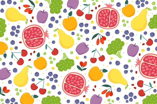 Vector gratuito diseño dibujado a mano frutas y verduras